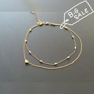 Gold Heart Dotted Choker Necklace